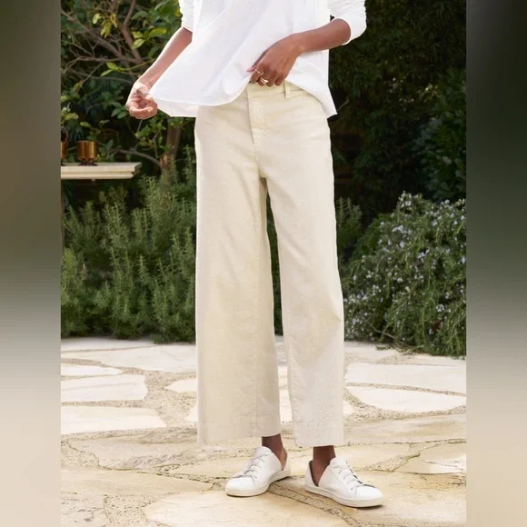 Frank & Eileen-Wexford wide leg, high-rise light tan cement pant - Picture 1 of 11